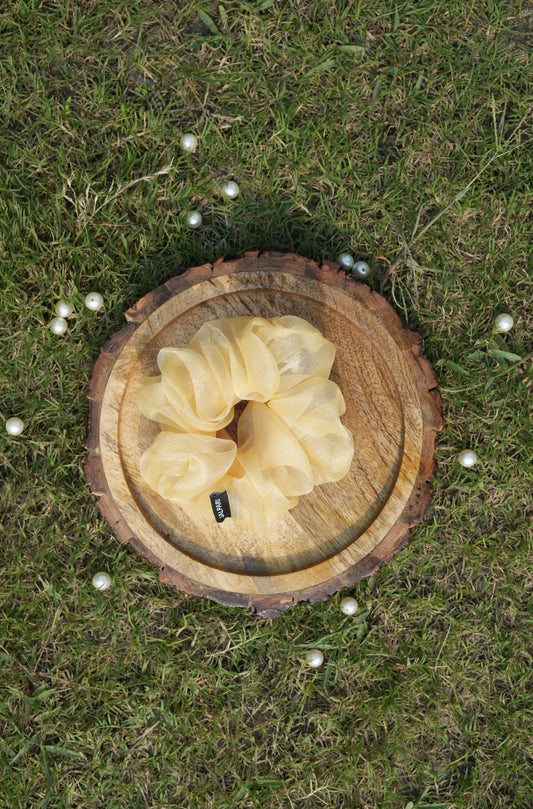 SCRUNCHIE |  CREAMY YELLOW COLOUR  | ORGANZA FABRIC