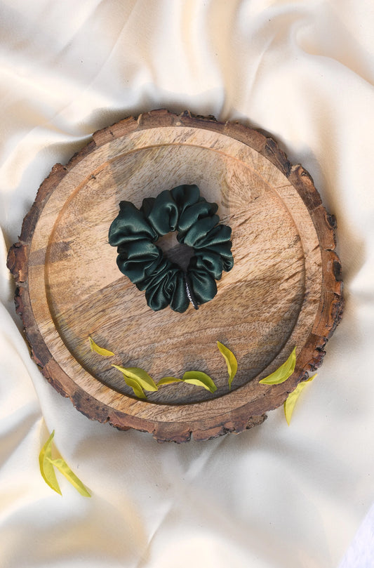 SCRUNCHIE |  DARK GREEN  COLOUR  | SATIN FABRIC