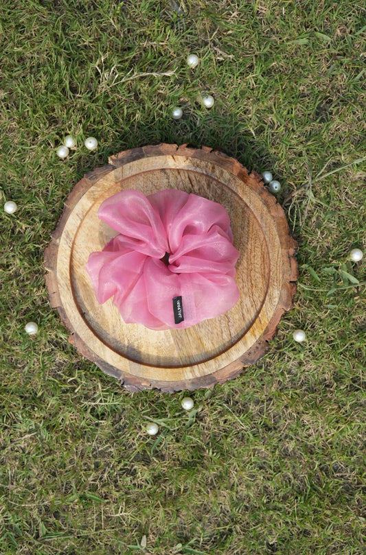 SCRUNCHIE | FLAMINGO PINK COLOUR  | ORGANZA FABRIC