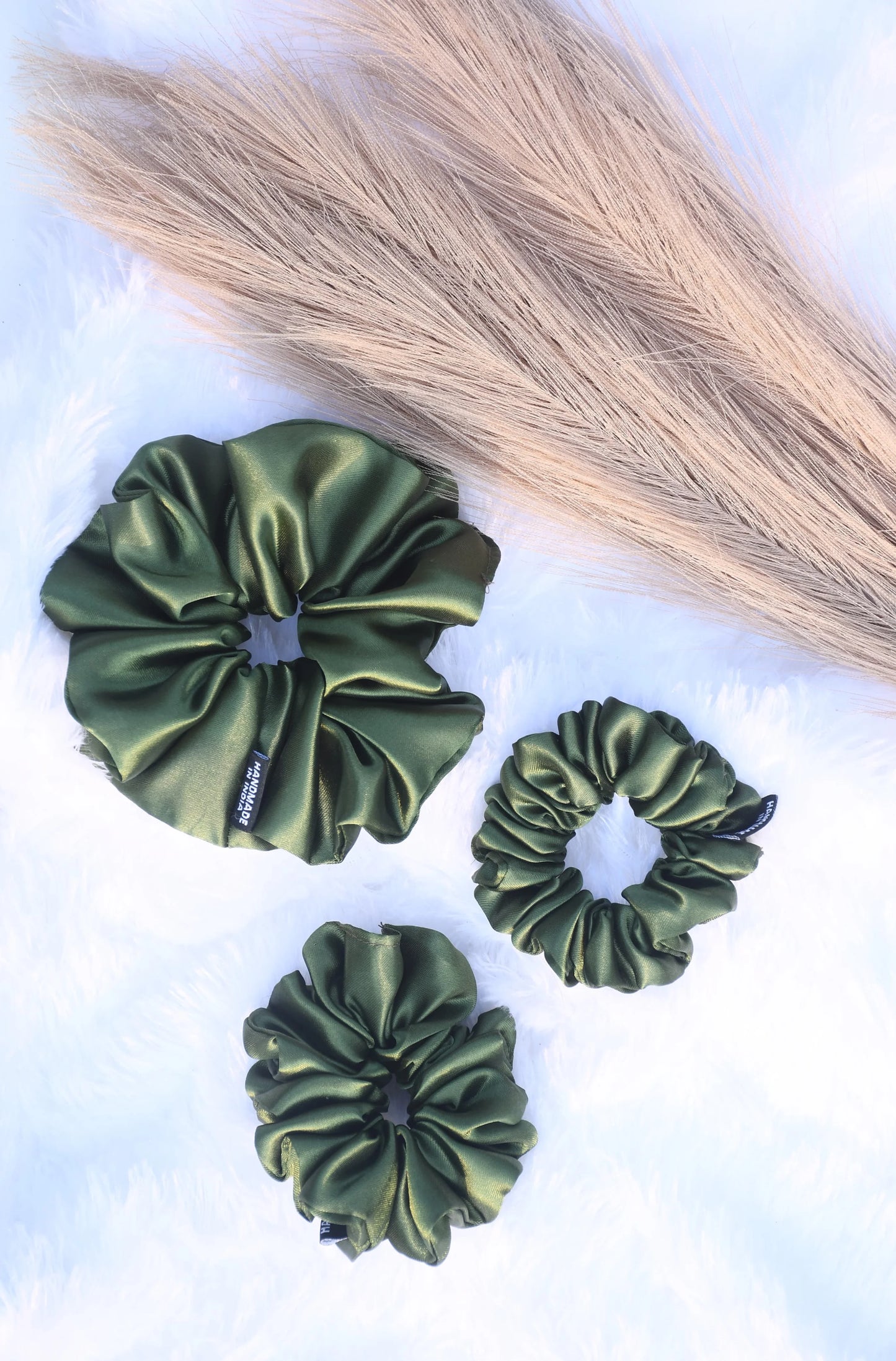 SCRUNCHIE |  FOREST GREEN  COLOUR  | SATIN FABRIC