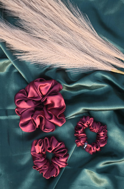 SCRUNCHIE |  MAROON COLOUR  | SATIN FABRIC