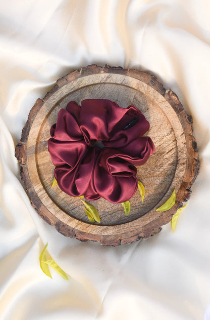 SCRUNCHIE |  MAROON COLOUR  | SATIN FABRIC
