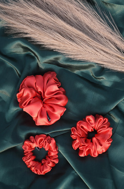 SCRUNCHIE |  RED COLOUR  | SATIN FABRIC