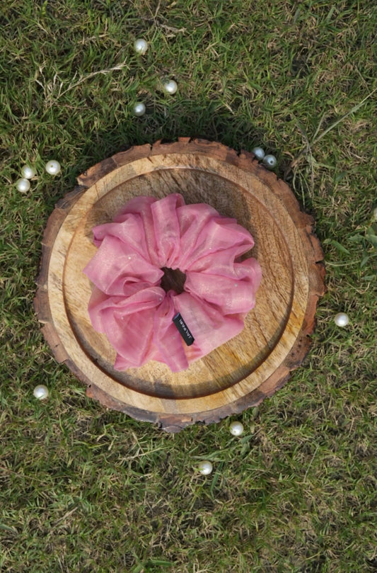 SCRUNCHIE | SALMON PINK COLOUR  | ORGANZA FABRIC