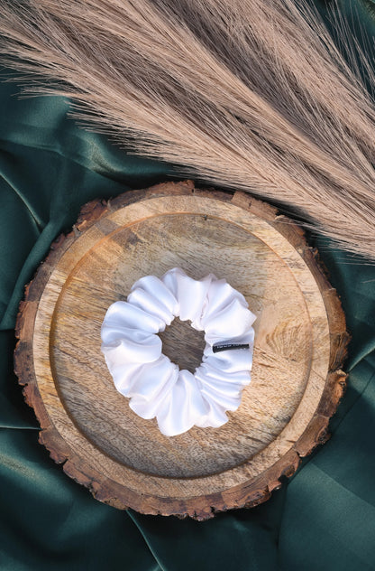 SCRUNCHIE |  WHITE COLOUR  | SATIN FABRIC
