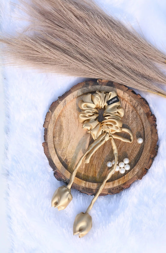 tulip-scrunchies-golden-satin-fabric