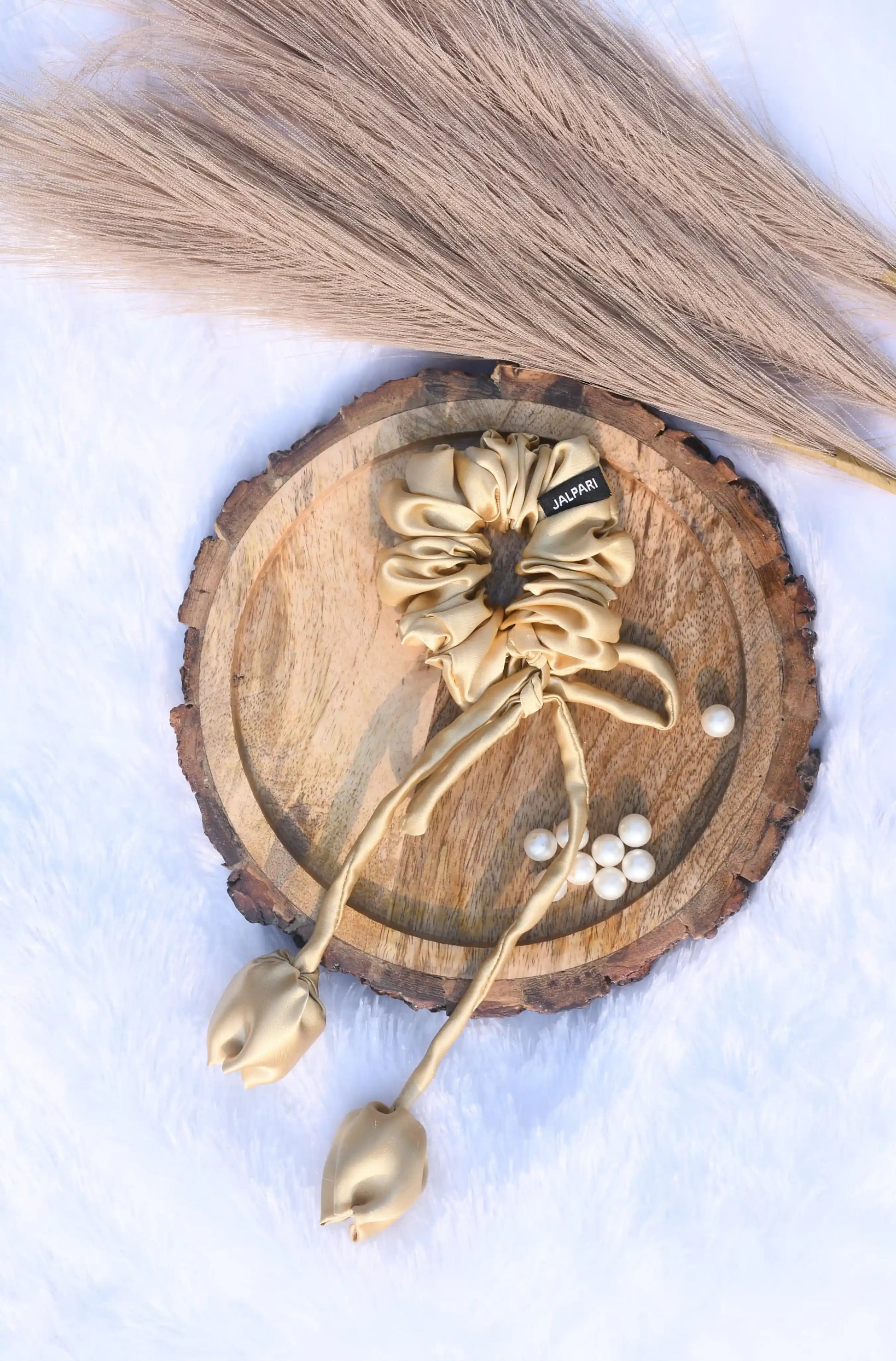 tulip-scrunchies-golden-satin-fabric