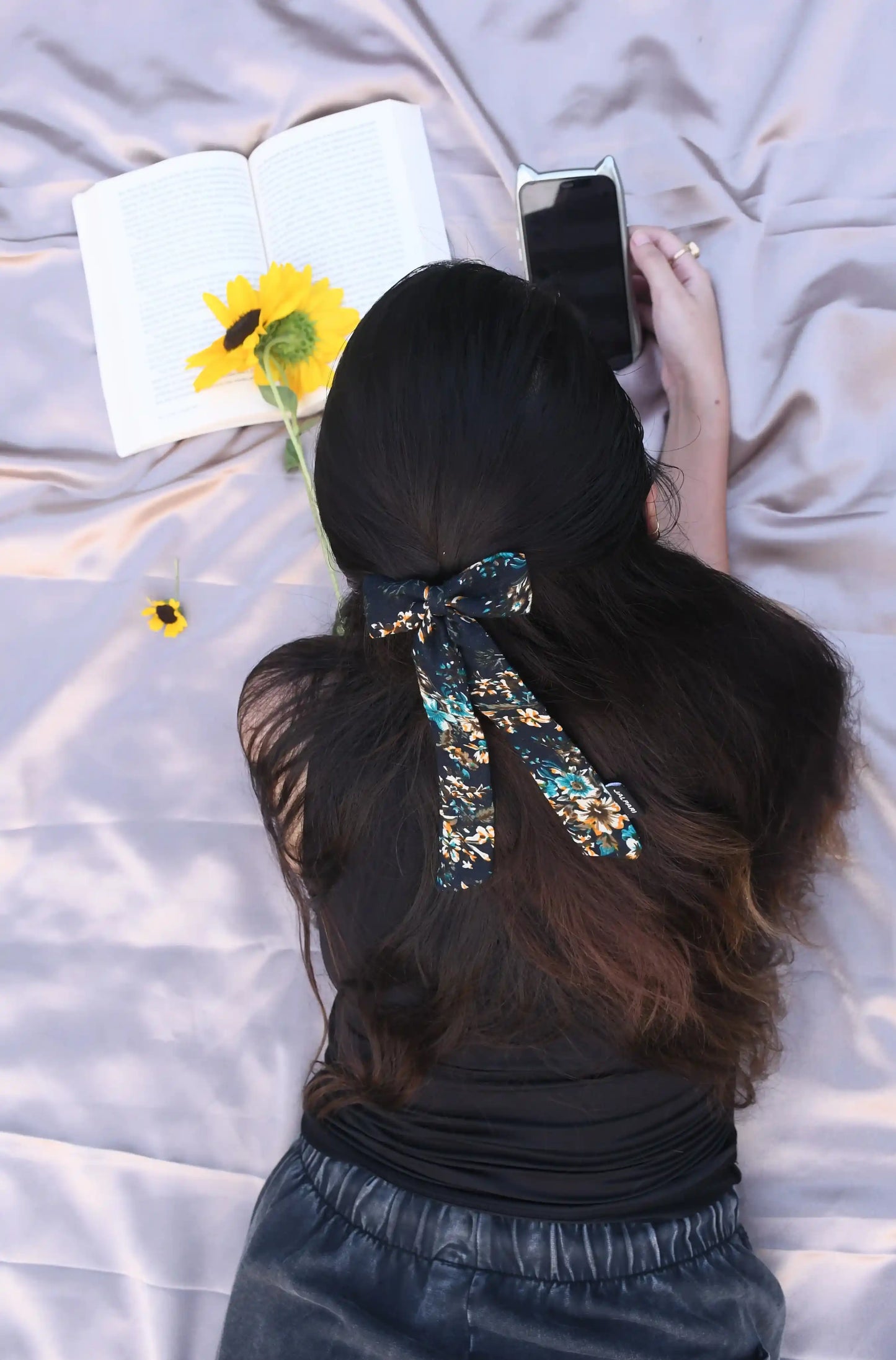 BOW WITH LONG TAIL | PRINTED COTTON FABRIC