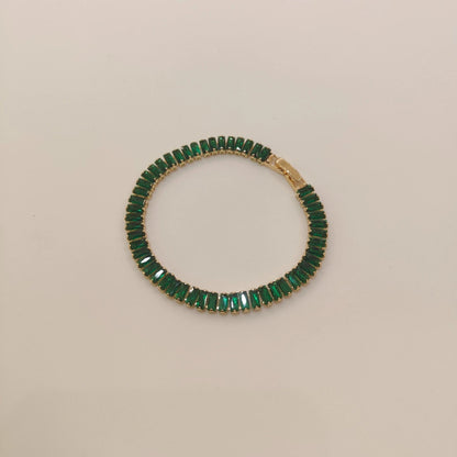 EMERALD GREEN BAGUETTE TENNIS BRACELET | JP-CB-0011 | ANTI-TARNISH